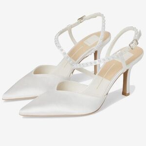 DOLCE VITA Women's KAMRA PEARL Satin White Heels Size 7.5